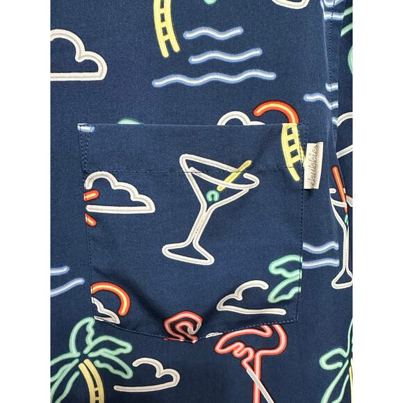 Chubbies Neon Flamingo Cocktail Print Shirt Size Medium - Picture 5 of 7
